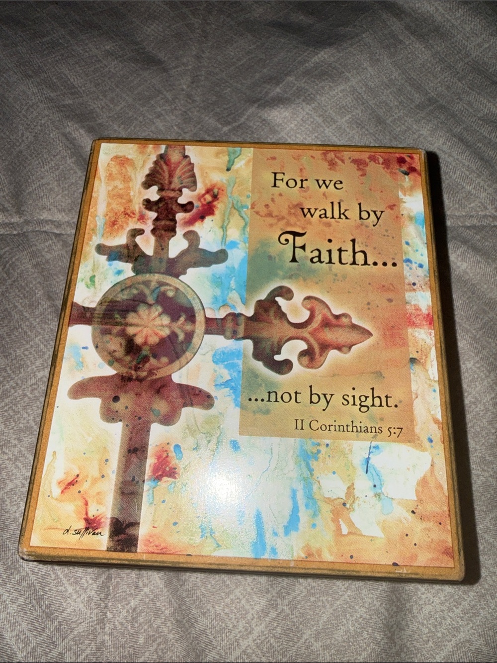 Demdaco "Whispers" Musical Keepsake Box D. Sullivan Cross "Walk By Faith"